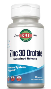 KAL Zinc 30 Orotate Sustained Release (Цинк оротат замедленного высвобождения) 30 мг 90 таблеток
