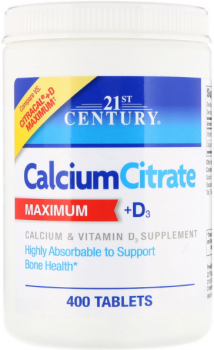 21st Century Calcium Citrate Maximum (Цитрат кальция максимум) + D3 400 таблеток