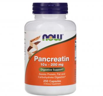 NOW Pancreatin (Панкреатин) 10X - 200 мг 250 капсул