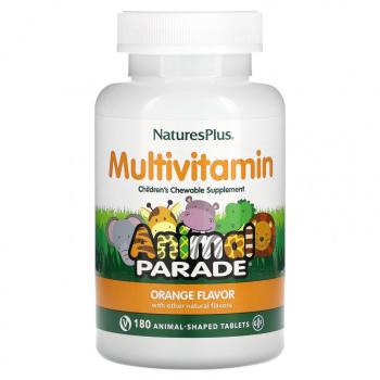 NaturesPlus Source of Life Animal Parade жевательные мультивитамины и минералы для детей со вкусом апельсина 180 таблеток