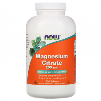 NOW Magnesium Citrate (Магния цитрат) 200 мг 250 таблеток