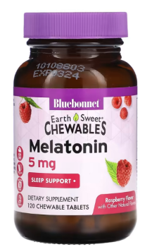 Bluebonnet Nutrition Earth Sweet Chewables Melatonin (мелатонин) малина 5 мг 120 жевательных таблеток