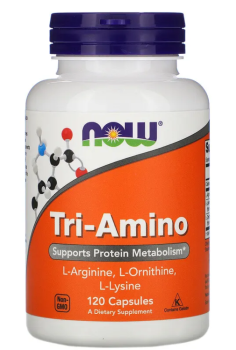 NOW Tri-Amino (L-аргинин, L-орнитин, L-Лизин) 120 капсул