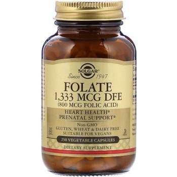 Solgar Folate 1333 MCG DFE (800 мкг Folic Acid) (Фолиевая кислота) 250 капсул, срок годности 05/2024