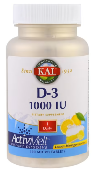 KAL D-3 (Витамин D-3) Лимонная меренга 1000 МЕ 100 микро-таблеток