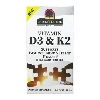 Nature's Answer Vitamin D3 & K2 (витамины D3 и K2) 25 мкг (1000 МЕ) и 120 мкг 15 мл (0,5 жидк. унций)