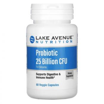 Lake Avenue Nutrition Probiotics 10 Strain Blend 25 Billion CFU (пробиотики смесь из 10 штаммов 25 млрд КОЕ) 60 вег. капсул