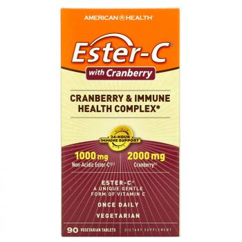 American Health Ester-C с клюквой и комплексом для поддержки иммунитета 90 таблеток