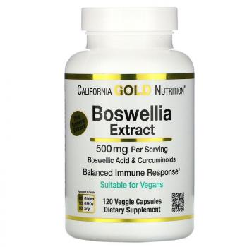 California Gold Nutrition Boswellia Extract Plus Turmeric Extract (экстракт босвеллии с экстрактом куркумы) 250 мг 120 вегетарианских капсул