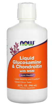 NOW Liquid Glucosamine & Chondroitin with MSM (Жидкий глюкозамин и хондроитин с МСМ) 946 мл