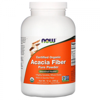 NOW Certified Organic Acacia Fiber Powder (Органический порошок клетчатки акации) 340 гр