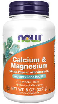 NOW Calcium & Magnesium Powder (Порошок кальция и магния) 227 гр