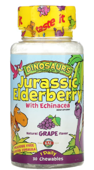 KAL Jurassic Elderberry with Echinacea (Юрская бузина c эхинацеей) виноград 75 мг 30 жевательных таблеток