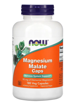 NOW Magnesium Malate Caps (малат магния) 180 капсул, 06/24