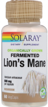 Solaray Lions Mane Fermented Organically Grown (Ферментированный гриб ежовик гребенчатый выращенный органическим способом) 500 мг 60 капсул