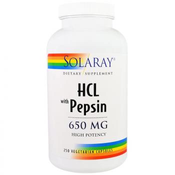 Solaray HCL with Pepsin 650 мг 250 капсул