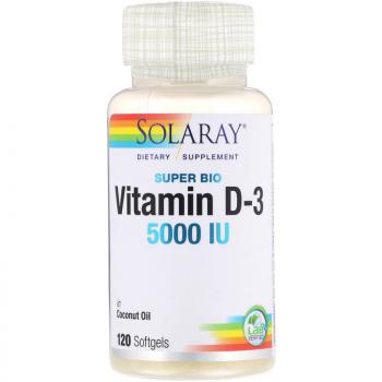 Solaray Super Bio Vitamin D-3 (Супер био витамин D-3) 5 000 МЕ 120 капсул