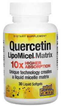 Natural Factors Quercetin LipoMicel Matrix (Кверцетин в мицеллярной форме LipoMicel) 30 мягких капсул с жидкостью