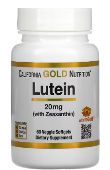 California Gold Nutrition Lutein with Zeaxanthin (Лютеин с зеаксантином) 20 мг 60 капсул