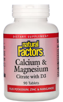 Natural Factors Calcium & Magnesium Citrate with D3 (Цитрат кальция и магния с D3) 90 таблеток