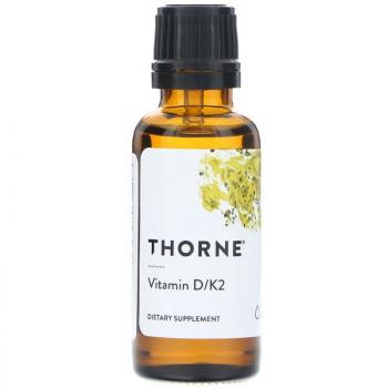 Thorne Research витамины D и K2 25 мкг (1000 МЕ) 30 мл