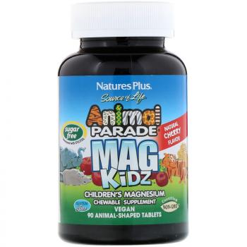 NaturesPlus Animal Parade Mag Kidz магний для детей натуральный вишневый вкус 90 таблеток