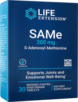 Life Extension SAMe (S-Аденозил-метионин) 200 мг 30 вегетарианских покрытых кишечнорастворимой оболочкой таблеток