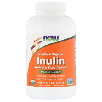 NOW Inulin (органический инулин, пребиотик в чистом порошке) 454 гр