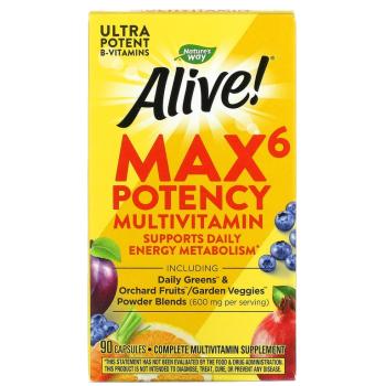Nature's Way Alive! Max6 Potency (мультивитаминный комплекс c железом) 90 капсул