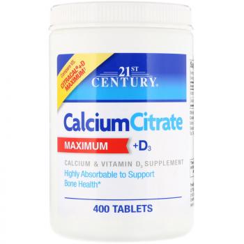 21st Century Calcium Citrate Maximum (Цитрат кальция) + D3 400 капсул