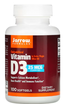 Jarrow Formulas Vitamin D3 Cholecalciferol (Витамин D3 холекальциферол) 25 мкг 1000 МЕ 100 мягких капсул