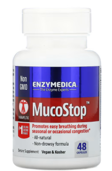 Enzymedica MucoStop (Способствует легкому дыханию) 48 капсул, 06/24