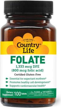 Country Life Folate (Фолиевая кислота) 1,333 мкг 100 таблеток