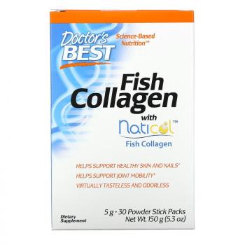 Doctor's Best Fish Collagen with Naticol (рыбий коллаген с Naticol) 30 пакетиков-стиков по  5 г с порошком