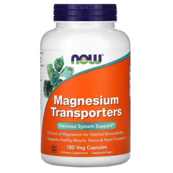 NOW Magnesium Transporters (переносчики магния) 180 вегетарианских капсул