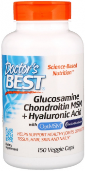 Doctor's Best Glucosamine Chondroitin MSM + Hyaluronic Acid (Глюкозамин Хондроитин МСМ + Гиалуроновая кислота) 150 капсул