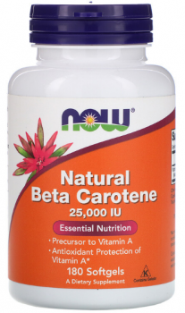 NOW Natural Beta Carotene (Природный бета-каротин) 25000 МЕ 180 капсул
