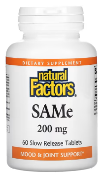 Natural Factors SAMe (Disulfate Tosylate) (дисульфат тозилат) 200 мг 60 таблеток медленного высвобождения