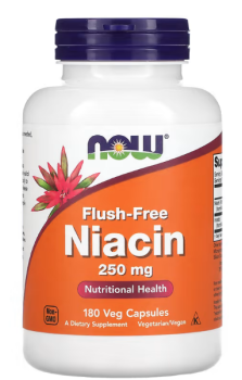 NOW Flush-Free Niacin (Ниацин без покраснений) 250 мг 180 вег капсул