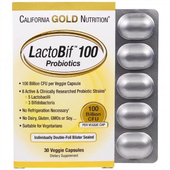California Gold Nutrition Пробиотики LactoBif 100 миллиардов КОЕ 30 капсул
