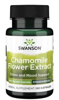 Swanson Chamomile Flower Extract (Экстракт цветков ромашки - Стандартизированный апигенин) 500 мг 60 капсул, срок годности 11/2023