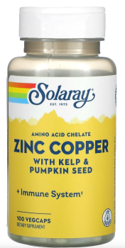 Solaray Zinc Copper Amino Acid Chelate (Цинк-медь с водорослями и семенами тыквы) 100 капсул