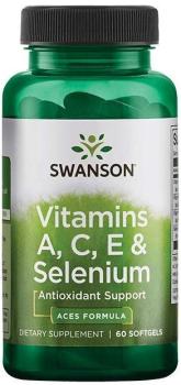 Swanson Vitamins A, C, E & Selenium (витамины А, С, Е и селен) 60 гелевых капсул