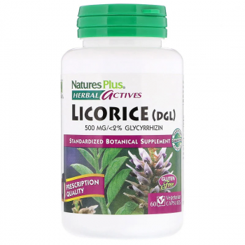 NaturesPlus Herbal Actives Licorice (DGL) (Солодка) 500 мг 60 вег. капсул