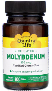 Country Life Chelated Molybdenum (Хелатный молибден) 150 мкг 100 таблеток