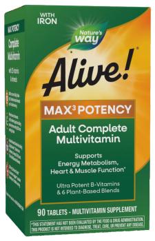Nature's Way Alive! Max3 Potency Multivitamins (мультивитамины с железом) 90 таблеток