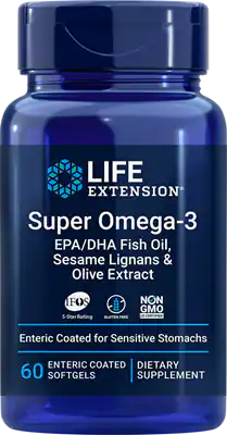 Life Extension Super Omega-3 EPA/DHA Fish Oil Sesame Lignans & Olive Extract (Супер Омега-3 EPA/DHA Рыбий жир, Лигнаны Кунжута и экстракт Оливы) 60 кишечнорастворимых капсул
