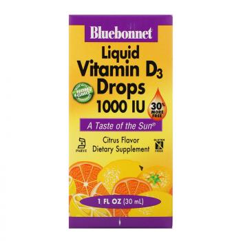 Bluebonnet Nutrition Liquid Vitamin D3 Drops (Жидкий витамин D3 в каплях) натуральный цитрусовый вкус 1,000 МЕ 30 мл