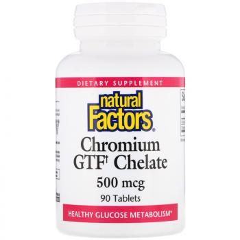 Natural Factors  Chromium GTF Chelate (Хелат хрома с фактором толерантности к глюкозе (GTF)) 500 мкг 90 таблеток