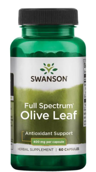 Swanson Full Spectrum Olive Leaf (Оливковый лист полного спектра) 400 мг 60 капсул